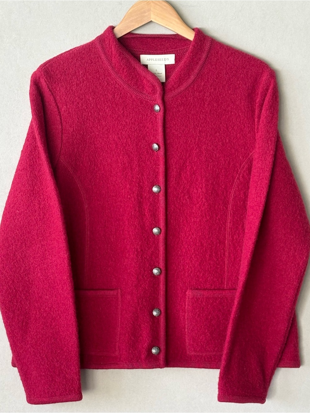 Appleseed's Women's RED Wool Button-Front Cardigan size large